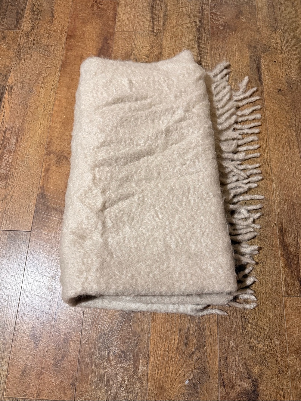 RH Restoration Hardware Mohair Throw Blanket Wool Luxe Cream Ivory Spain 60x66 - Picture 4 of 4